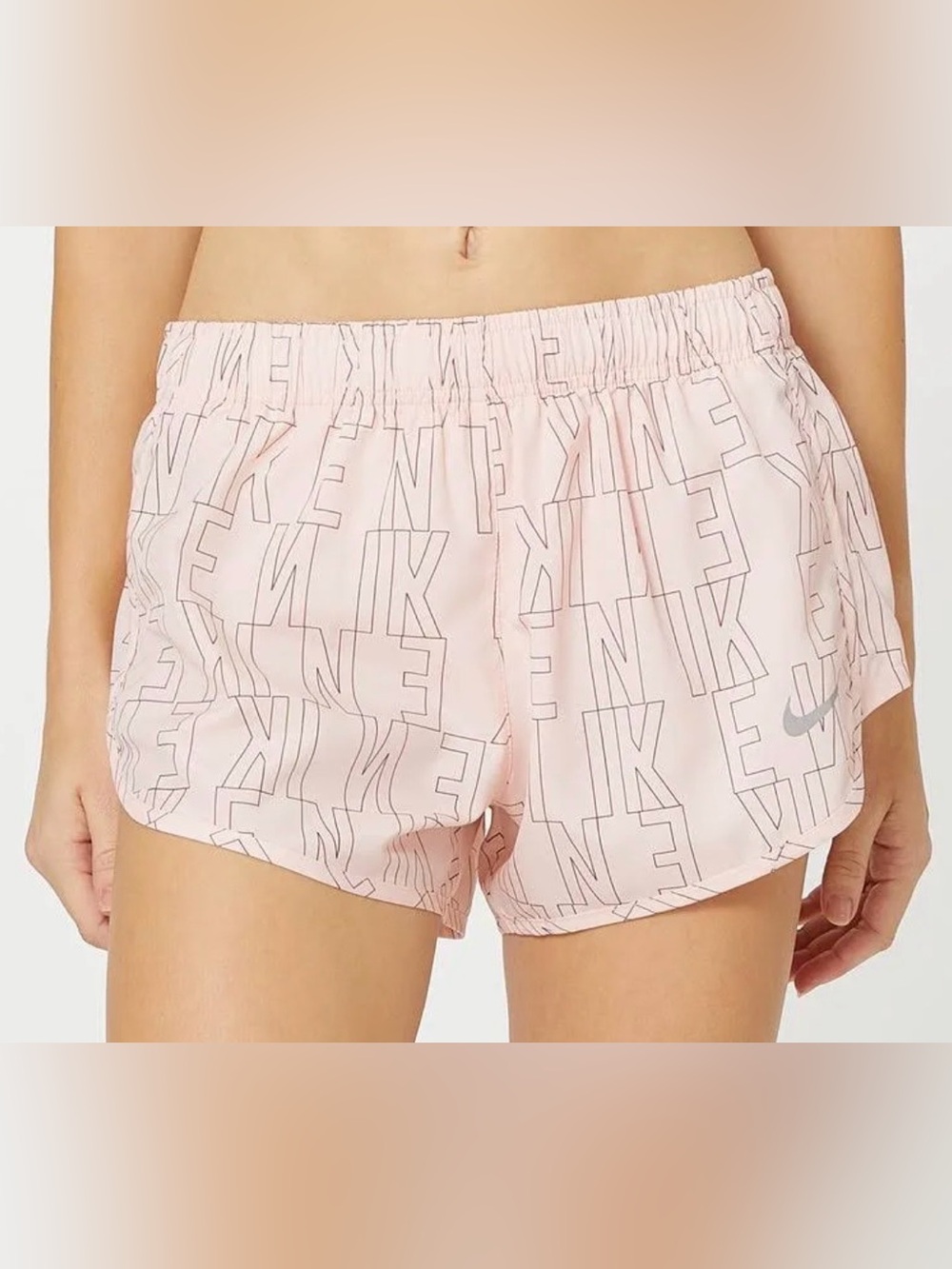 Nike Dri-Fit Running Shorts ~ Small ~ Pink with Burgundy Wordmark Throughout